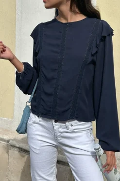 Subdued Blusa con rouches Multicolor Outlet