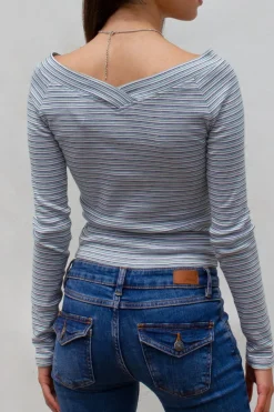 Subdued T-shirt barchetta con scollo a V Multicolor Clearance