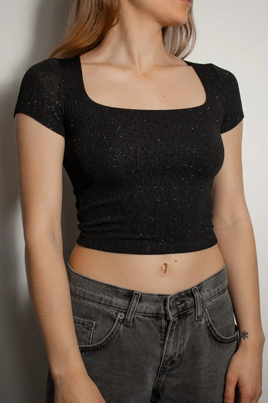 Subdued T-shirt crop scollo quadrato Multicolor