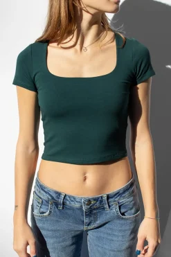 Subdued T-shirt crop scollo quadrato Multicolor