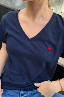 Subdued T-shirt scollo a V cuore Multicolor Online